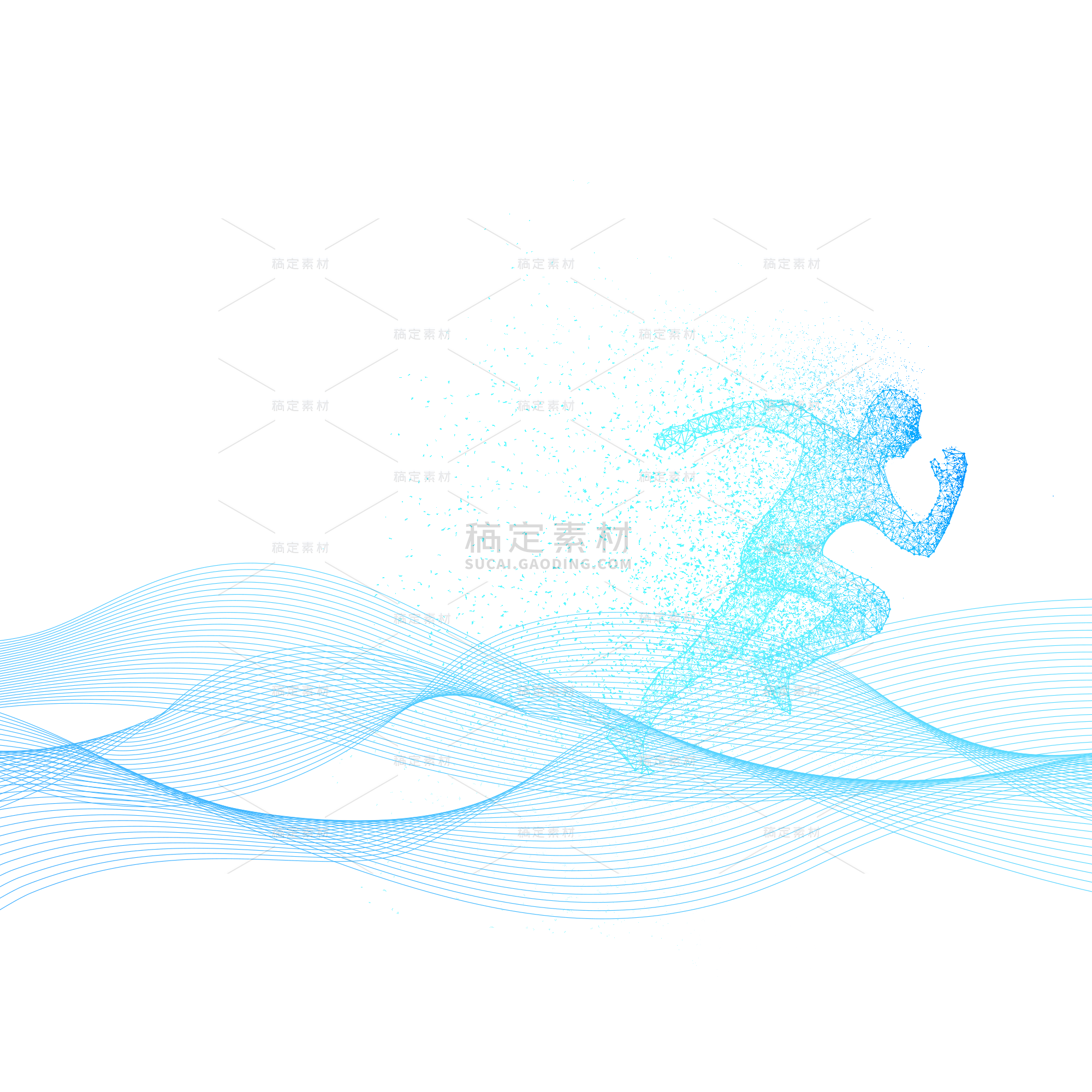 健身系列科技感数字线条人物奔跑元素