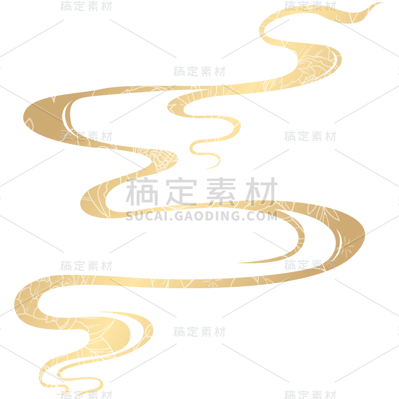 中国风通用金色带状纹理祥云元素素材