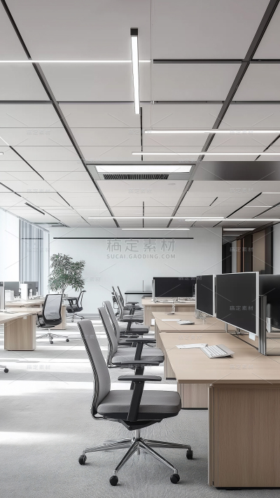 建筑系列通用现代简约职工办公室实景图