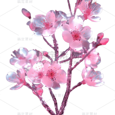 3D立体三维粉色樱花花朵
