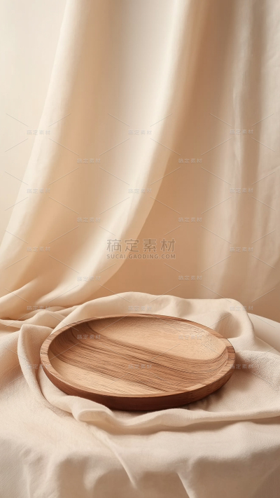 背景系列奶油风圆盘桌子背景