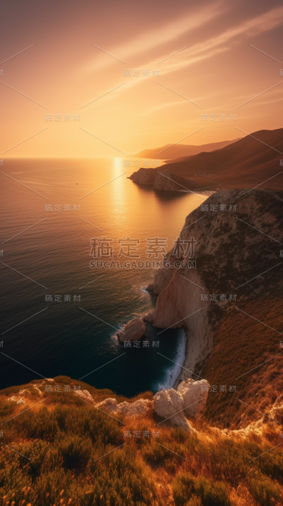 山川山峰夕阳日落风景景观