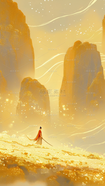 中国风系列鎏金山水敦煌风通用背景素材