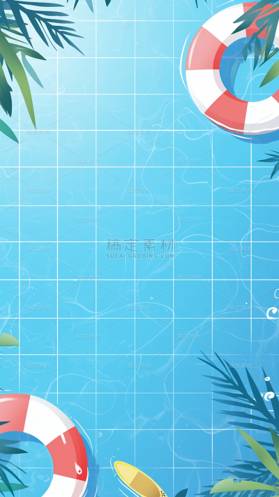 夏天通用插画泳池背景图片素材