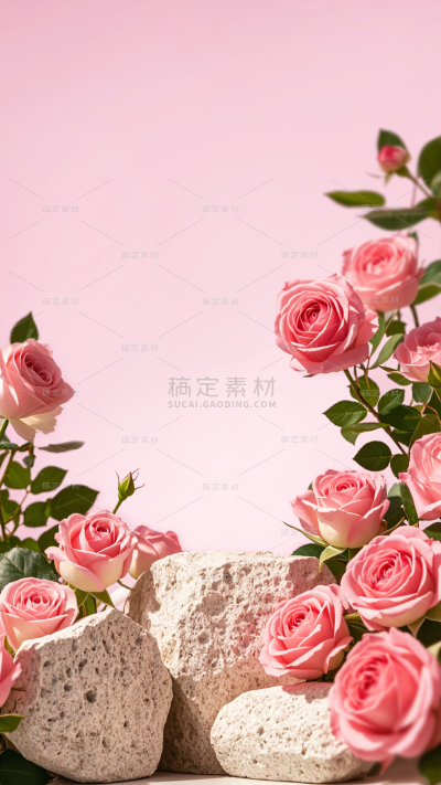 植物系列写实清新感玫瑰花展台
