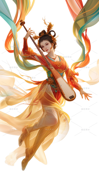中国风通用合成飞天仙女元素贴纸