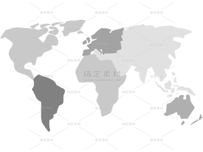 常规黑白灰撞色平面世界地图贴纸元素素材