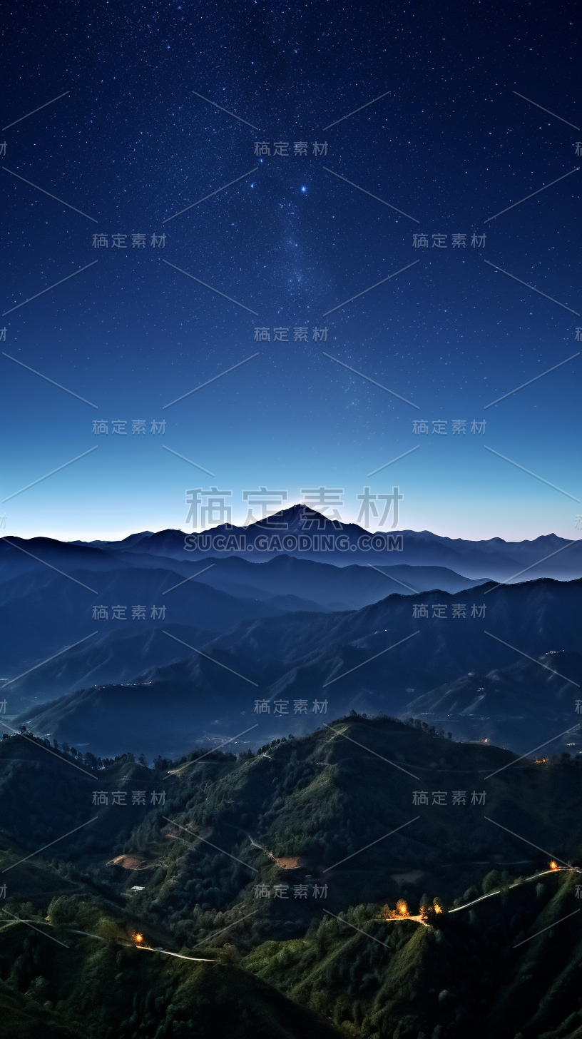 夜空山峰自然风景