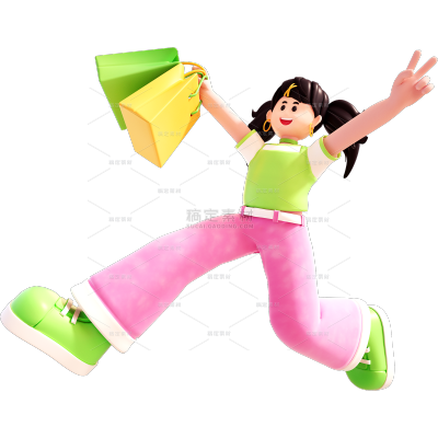 3D人物618促销画框组合元素