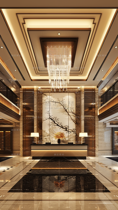 建筑系列通用实景酒店前厅场景图片背景素材