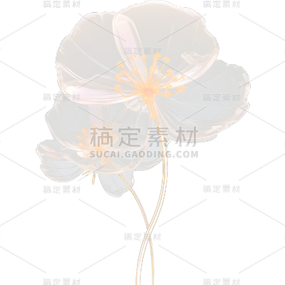 通用玻璃质感立体3D花朵花卉免抠元素