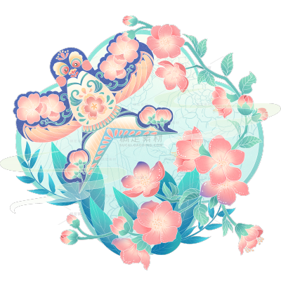 二十四节气立春中国风组合春天春日场景元素素材