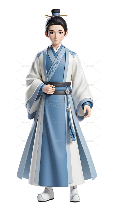 中国风3D古风汉服形象帅气年轻男生元素