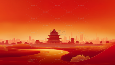 国庆通用红色山川宏伟背景图片