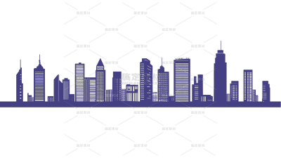 建筑系列通用矢量纯色城市建筑群