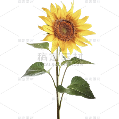植物通用实景单枝黄色向日葵元素素材