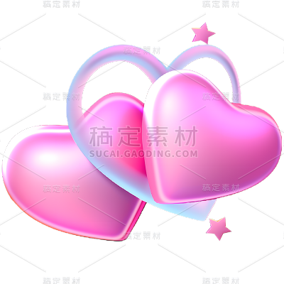 情人节3D立体C4D梦幻感爱心元素素材