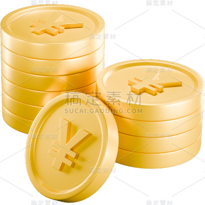 促销通用金色立体金币堆元素素材
