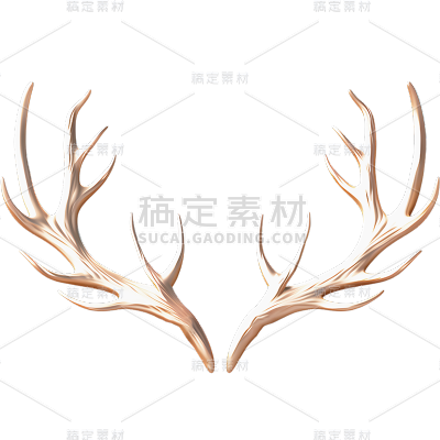 圣诞节平安夜3D立体金色金属感鹿角圣诞装饰元素素材