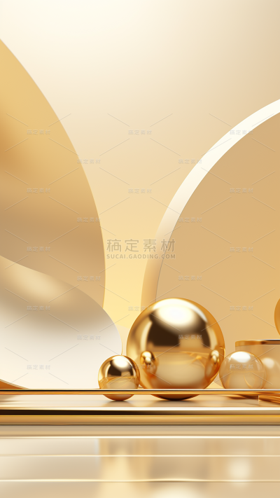 3D立体三维空间金色背景