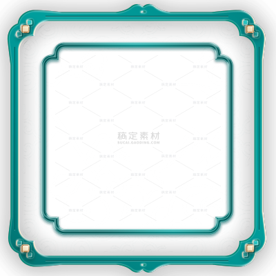边框系列中国风绿色金属边玻璃标题框元素