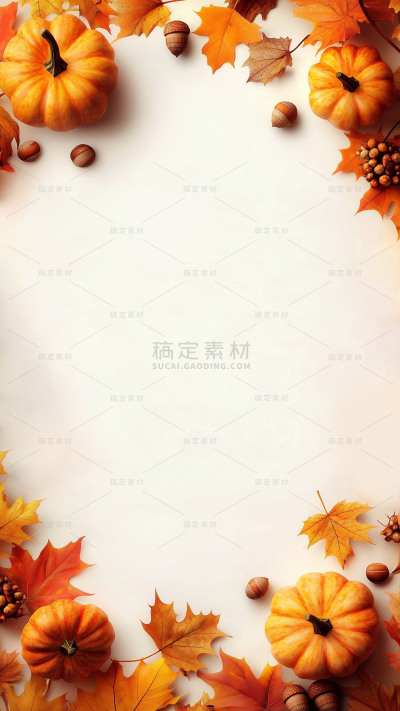 感恩节通用枫叶南瓜边框背景