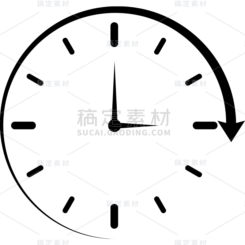 常规单色矢量时钟图标贴纸元素素材