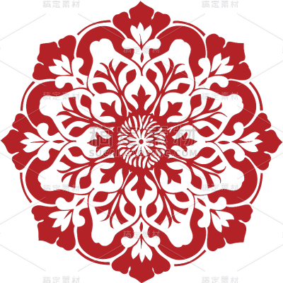 中国风通用红色中式剪纸花纹元素素材
