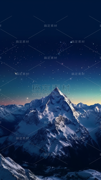 夜空山峰自然风景