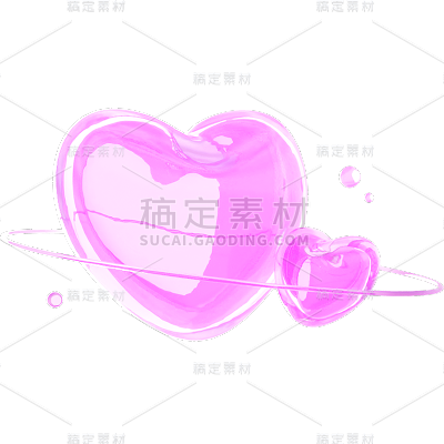 感恩节感恩有你3D立体C4D充气镭射紫色爱心元素