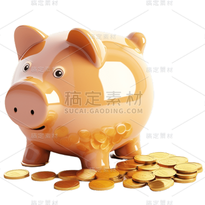 3D小猪存钱罐贴纸