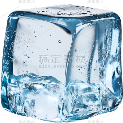 通用3D冰块固体蓝色立方体元素贴纸