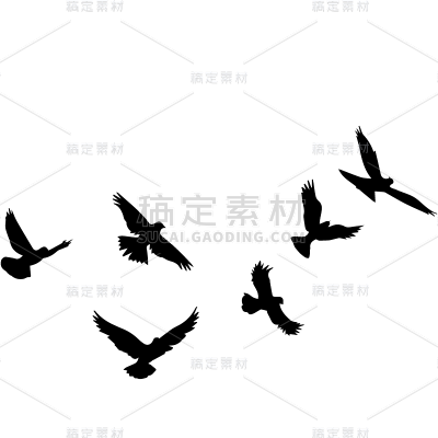 通用插画鸽子燕子动物单色剪影贴纸元素素材