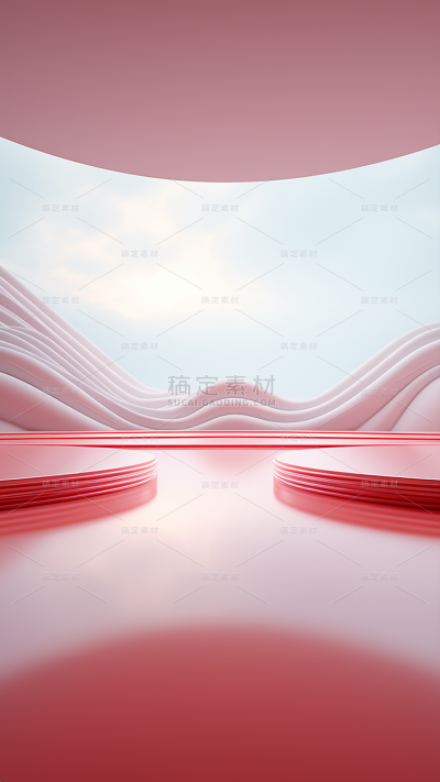 3D立体三维空间红色背景