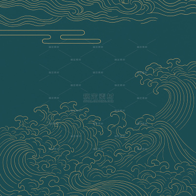 中国风传统线条海浪元素背景（td）