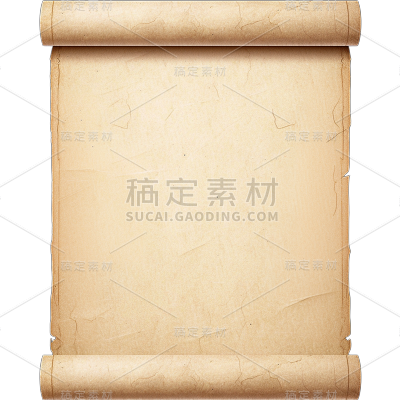 中国风通用实景黄色纸卷轴元素素材