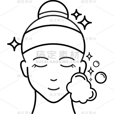 常规插画脸部洗脸元素贴纸
