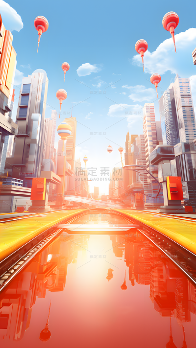 618双十一双11双十二双12电商活动促销感3D中国风中式红色街景场景背景