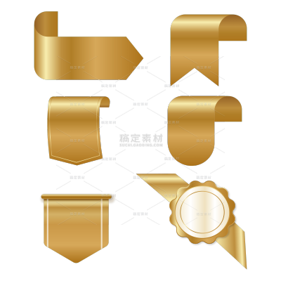 边框系列金色金属质感角标元素