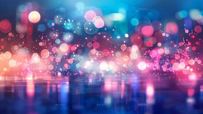 特效通用彩虹光斑城市夜景图片素材