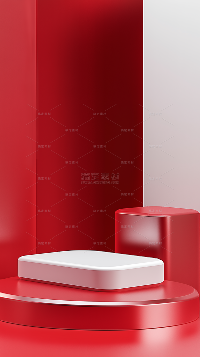常规背景系列3D红色简约金属展台