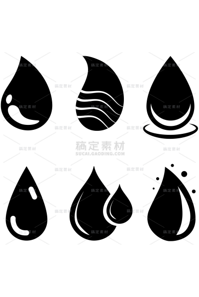 特效通用黑色矢量水滴图标元素素材