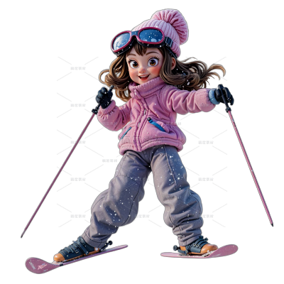 健身系列3D皮克斯滑雪人物元素