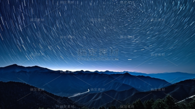 夜空山峰自然风景