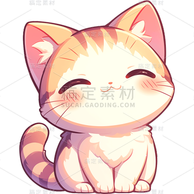 动物系列-通用-描边简约动漫小猫贴纸