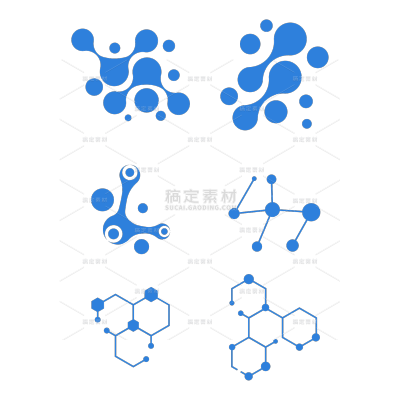 图标系列简约医疗蓝色分子图标元素组合（td）