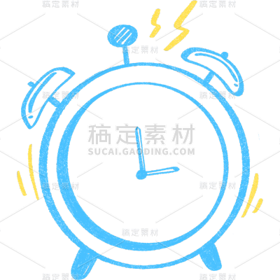 教育培训文具元素闹钟简笔画蜡笔画卡通贴纸