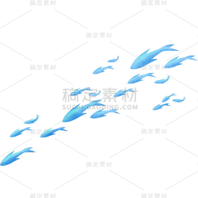 通用肌理插画鱼群贴纸动物系列