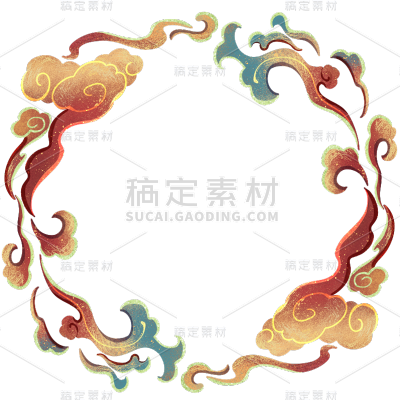 中国风通用敦煌祥云边框元素素材