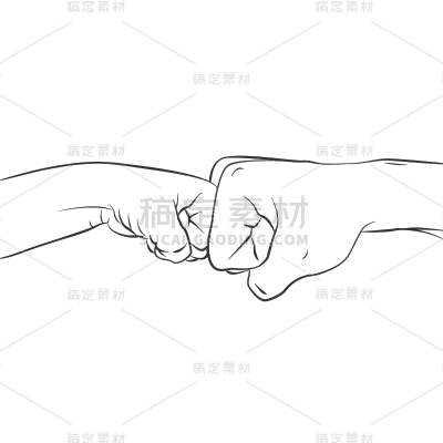 父亲节简约线头手部牵手元素素材